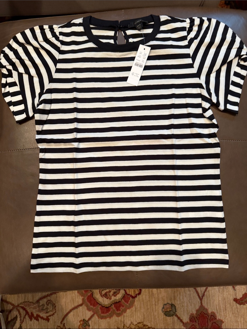 J. Crew Black and White Striped Tee